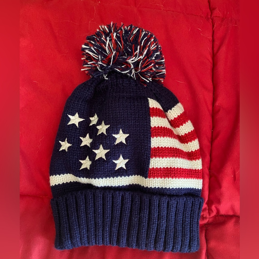 Fleece Lined American Flag Winter Hat
